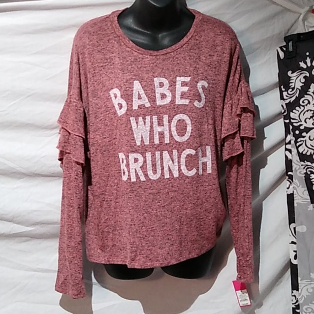 Xhiliration women's medium sleep top long sleeved